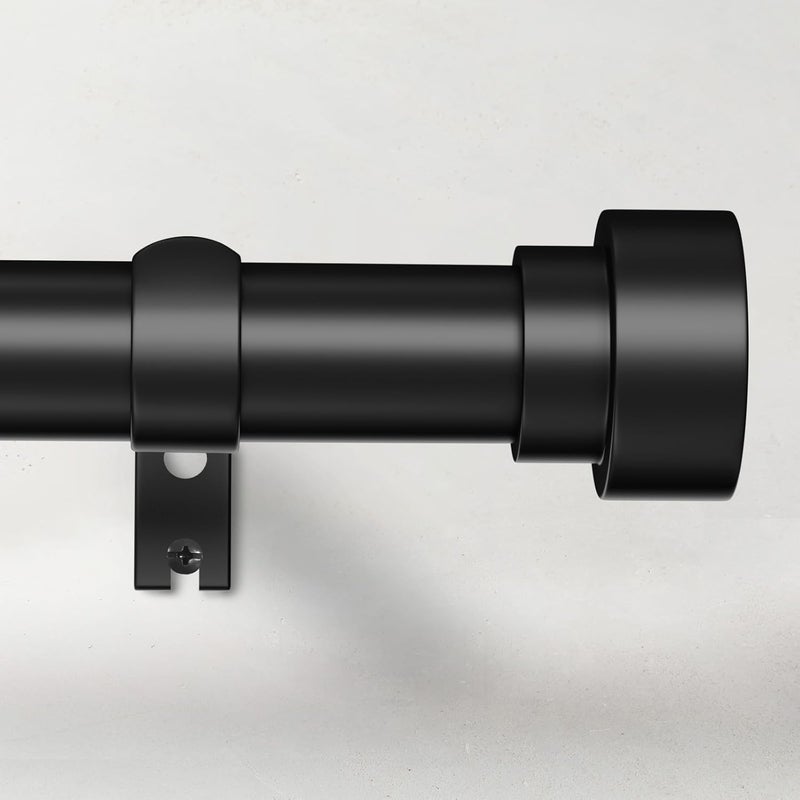 Time Forest Curtain Rods for Windows 32 to 170, 1 Inch Adjustable Black Heavy Duty Long Window Outdoor Curtain Rod for Patio, Modern Drapery Rods with Simple End Caps, Size 32"-170" - Image 1